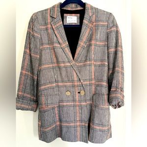 Bershka linen checkered blazer